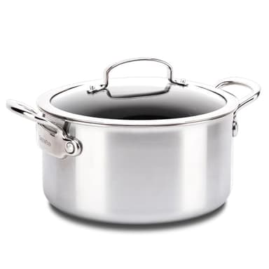 GreenPan Barcelona Evershine Tri-Ply Casserole en Céramique Antiadhésive en Acier Inoxydable Renforcée de Diamants 24 cm/5.8 L avec Couvercle,Sans PFAS,Multi Clad,Induction,Four,Lave-vaisselle,Argent