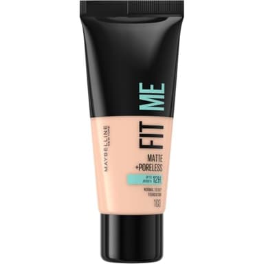 Maybelline New York - Fond de teint Fluide Fit Me Matte & Poreless - Peaux normales à grasses - Teinte : 104 Ivoire Rosé - 30 ml
