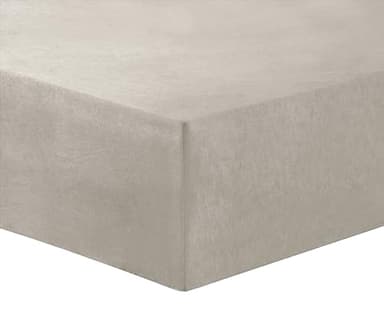 VISION - Drap Housse Flanelle Beige - 180 x 200 cm avec Bonnet Large de 30cm pour lit 2 Personnes - 100% Coton Flanelle : Doux et Chaud - Oekotex