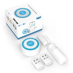 PGST 5 Pièces Kit Alarme Maison sans Fil - kit Alarme Comprend Capteur Porte/Fenêtre, Détecteur de Mouvement, 2 Télécommandes, Alerte App Mobile, Compatible Alexa/Google, sans Abonnement Mensuel