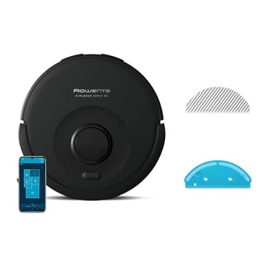 Rowenta X-PLORER Serie85, Aspirateur robot laveur, Aspiration en profondeur, Navigation intelligente, Détection laser à 360°, RR87C5FE, Noir