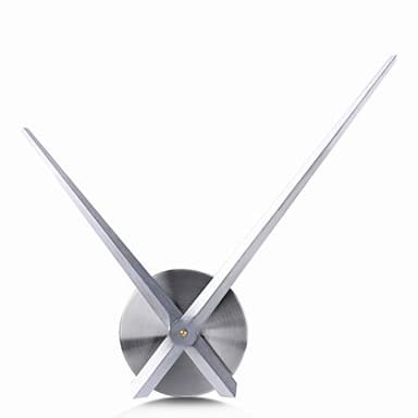 Lafocuse Grande Horloge Murale Aiguilles 3D, DIY Silencieuse Metal Pendule Murale Argent, Mouvement Mécanisme sans Chiffre Décoration pour Chambre Cuisine Salon (70-100 cm)