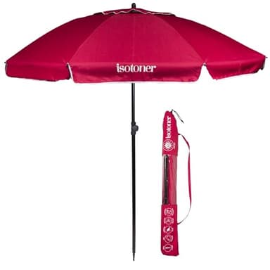 Isotoner Parasol de plage ultra résistant, structure anti vent, léger et anti uv upf50+ framboise