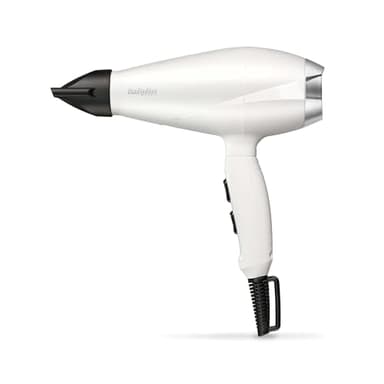 BaByliss Sèche-cheveux Speed Pro 2000 Sèche cheveux 2000W Moteur Professionnel AC Fabriqué en Italie Léger Technologie Ionique Anti-Frisottis 3 réglages température 2 réglages vitesses Blanc 6704WE