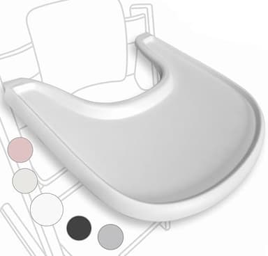 Plateau de chaise haute compatible avec la chaise Stokke Tripp Trapp – ne permet pas l’utilisation de plats à ventouse – design ergonomique incurvé, Blanc mat, sans BPA, facile à monter