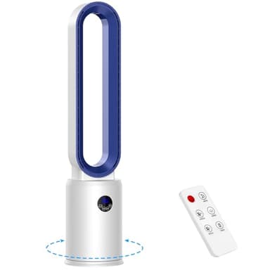 YAZEKY Ventilateur Colonne Sans Pale,24 Vitesses Ventilateur Tour Silencieux,Ventilateur de Sol Oscillant à 60,Écran LED,Minuterie De 12 Heures, Ventilateur Sur Pied Pour Chambre à Coucher (bleu)