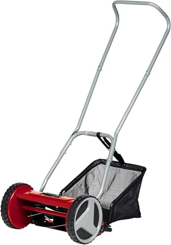 Einhell Tondeuse à gazon manuelle GC-HM 300 (jusqu’à 150 m², cylindre de coupe, 5 lames en acier, réglage de la hauteur de coupe sur 4 niveaux de 13 à 37 mm, bac de ramassage de 16 litres)