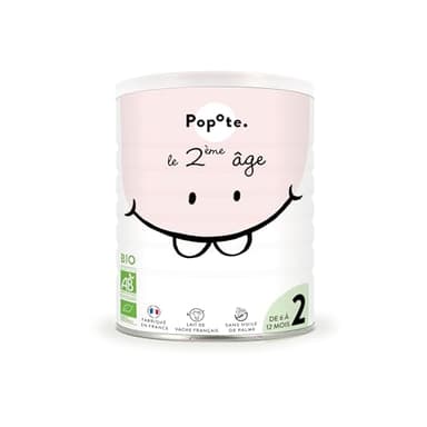 POPOTE - Lait Infantile 2eme Âge Bio 400 g - Lait En Poudre Dès 6 Mois - Formule complète et équilibrée - Avec des Protéines, DHA et Vitamines - Format Refermable Pratique - Préparation Facile