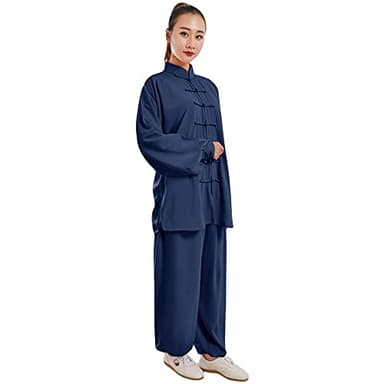 Rubruan - Ensemble de Tai Chi Unisexe - Tenue Traditionnelle d'Arts Martiaux Chinois Kung Fu Qi Gong Wing Chun Wushu - Uniforme d'Entraînement Manches Longues pour Printemps et Été - Pour Femmes