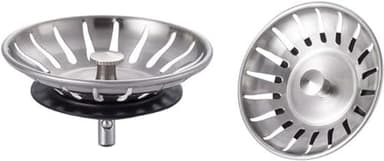 Ibergrif M34351-2, 2 Pièces Bouchon Evier Cuisine INOX - Filtre Evier Universel (Dia: 78MM), Bonde Evier avec 18 Fentes, Grille Evier Antiblocage, Panier pour Evier Vidange Rapide
