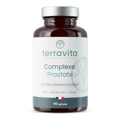 Complexe PROSTATE | Protection de la Prostate et Confort Urinaire Homme | Lutte Naturellement et Efficacement contre l’HBP et les Mictions | Dosage Clinique | 90 Gélules | Made in France | Terravita