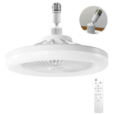 OKSANO Ventilateur Plafond Avec Lumiere,OKSANOventilateur De Plafond Avec Télécommande,ventilateur Silencieux Plafond,E27 plafonnier LED À Intensité Variable,3vitesses,Temporisable (Blanc)