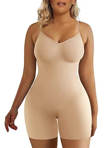 SHAPERX Gaine Amincissante Ventre Plat Femme Body Gainant Sculptant Minceur Invisible Shapewear Bodysuit Abdomen Contrôle, UK-SZ5218-Beige-2XL/3XL