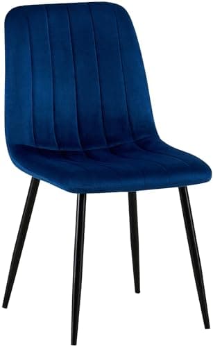 CLP Chaise De Salle A Manger Dijon en Tissu Ou Velours I Chaise avec Surface D'assise Matelassée Pieds en Metal I Charge Max.150 Kg, Couleur:Bleu, Matériel:Velours