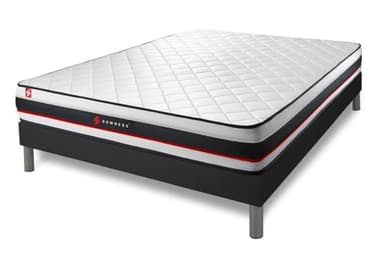 Ensemble 200x200 Matelas Form + sommier kit Noir | Epaisseur : 19 cm | Confort : Très Ferme