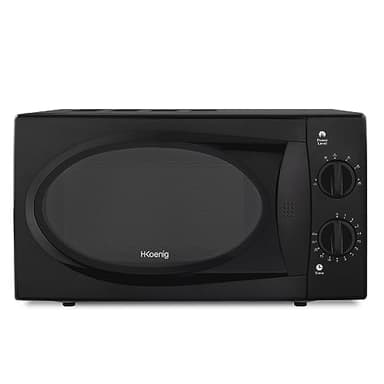H.Koenig Micro-ondes Compact 20L VIO6B Noir, Puissant 700W, Plateau tournant 24,5cm, Multifonction 5 niveaux de chauffe et fonction décongélation, Minuterie jusqu'à 30min, Rapide, Plan de travail