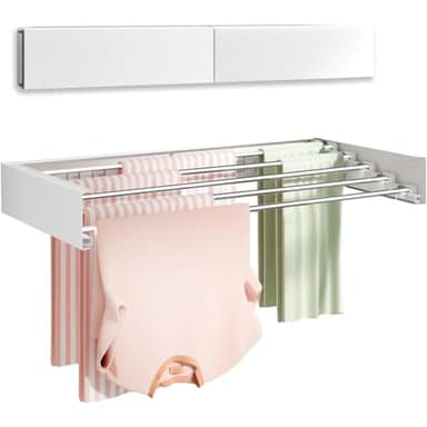 Creperture Séchoir à Linge Extensible 80 cm Peu Encombrant Pliable pour Suspendre des Vêtements, Séchoir à Linge Mural pour l'intérieur, Salle de bain, Balcon