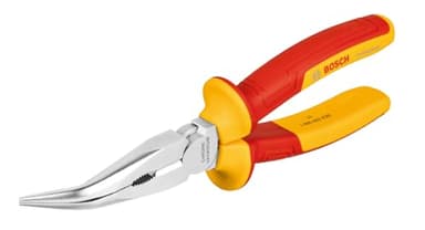 Bosch Professional pince VDE à bec long coudée de 40° – 200 mm (certifiée jusqu'à 1 000 V, isolée avec des polyuréthanes thermoplastiques (TPU))