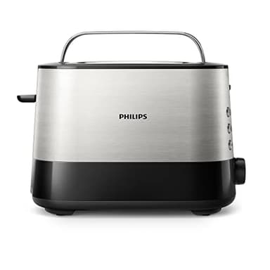 Philips Grille-pain - 2 Fentes, 7 Réglages, Réchauffe-Viennoiseries, Décongélation, Surélévation, Arrêt Automatique, Noir (HD2637/90)