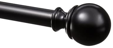Amazon Basics Tringle à rideaux extensible avec embouts ronds, 183 à 366 cm, noir