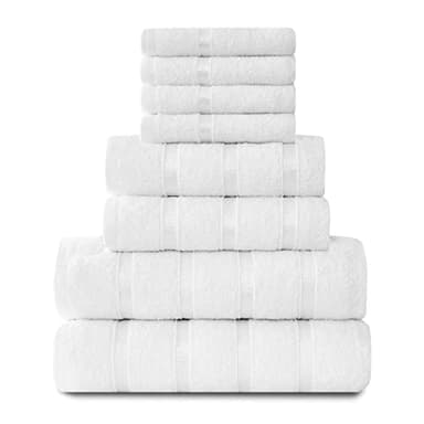Luxueux 100% coton 8PC Serviette Bale Lot égyptien Face à la main de bain de salle de bain Blanc NEUF