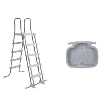 Intex échelle Double sécurité pour Piscine de 1m32 avec marches Amovibles 28074 80 x 40 x 132 cm Blanc & 29080 - Pediluve Coloris aléatoire