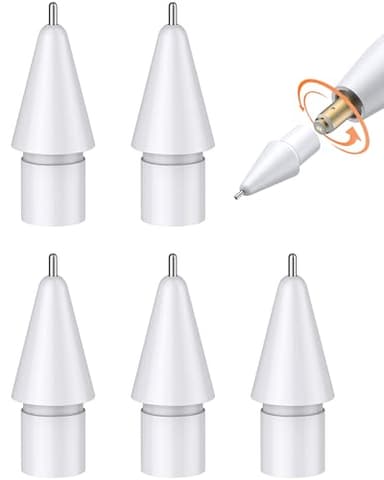 5 Pièces Pointes pour Apple Pencil, Pointe de Rechange pour Apple Pencil Pro/2e Génération/1ère Génération/USB-C, Haute Sensibilité et Embout Nibs Tip de Contrôle Précise pour iPad Pencil (Pointu)