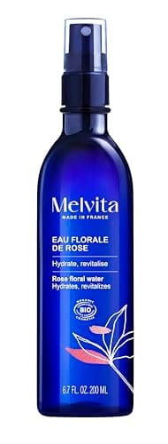 Melvita - Eau Florale de Rose Visage - Tonique Hydratant et Rafraîchissant pour Compléter le Démaquillage - Flacon Pompe 200 ml