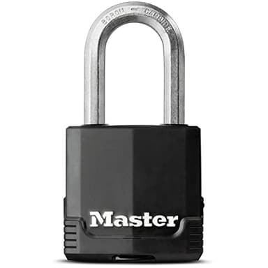 Master Lock Mixte Cadenas d’extérieur de haute sécurité à anse longue à clé en acier laminé avec revêtement anti rouille, Acier, 5,8 cm x 4,9 cm x 2,7 cm