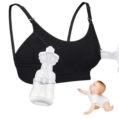 Soutien gorge allaitement, Confortable sans fils Soutien gorge tire lait main libre, Ajustable Sans couture Brassiere allaitement avec boucle d'extension pour enceintes qui allaitent dorment, L