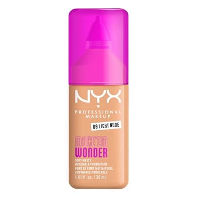 NYX Professional Makeup - Make 'Em Wonder - Fond de Teint - Tenue 24h - Pas d'effet plâtre - Acide Hyaluronique et extrait de Guarana - Formule Vegan - Teinte : Light Nude 09-30ml