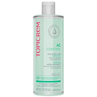Topicrem - AC CONTROL Eau Micellaire Purifiante Démaquillante - Nettoie en Douceur, Réduit l’Excès de Sébum - Soin pour Peaux Mixtes à Grasses, Acnéiques - 400 ml