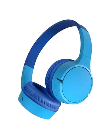 Belkin SoundForm Mini Casque Audio sans Fil pour Enfants avec Micro intégré (Circum-aural, autonomie de 30 h, pour Apprentissage, Voyages, Autocollants Amusants, pour iPhone, iPad, Galaxy) - Bleu
