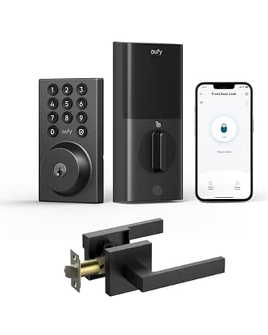 Eufy Serrure intelligente C30 avec levier de porte, serrure de porte d'entrée sans clé, pêne dormant WiFi intégré, serrure intelligente pour porte d'entrée, pas de pont nécessaire, installation