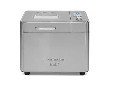 riviera&bar - Machine à Pain Inox 500W avec 18 Programmes, 3 Tailles (500g, 750g, 1kg), Maintien au Chaud 60min, Départ Différé 15h, Accessoires, Pains, Gâteaux, Confitures, QMP440
