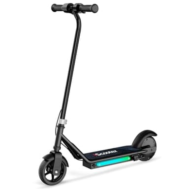 iScooter IK3 Trottinette électrique pour Enfants de 6 à 12 Ans,Frein électronique à Manille,Frein arrière à pédale,lumières LED colorées,écran LED,Noir