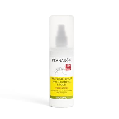 Pranarôm - Aromapic - Spray Lacté Répulsif - Efficace 10 heures - Anti-moustiques et Tiques - Huiles Essentielles 100% BIO - 100 ml