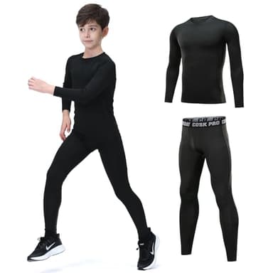 Leeboom sous-vêtement Thermique pour Enfants Fonctionnel De sous-vêtement Thermiques Ensemble pour Ski Et Football pour Garçon Et Fille Séche Rapide Enfants sous-vêtements Thermiques Set Unisexe