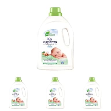 Persavon - Lessive Bébé, à l'Extrait d'Amande Douce BIO, Hypoallergénique, Peaux Sensibles, Sans Colorant, 33 Lavages - 1500 ml (Lot de 4)