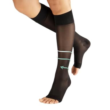 CALZITALY Lot 1/2 Paires Mi Bas de Compression Femme sans Orteils 70 DEN, Chaussettes de Contention Femme 10-14 mm/Hg (FR/ES, Alpha/lettres, S, M, Taille normale, Taille normale, 1 Paire - Noir)
