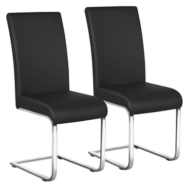 Yaheetech Lot de 2 Chaises de Salle à Manger en Similicuir Hauteur de Siège Rembourré 50 cm Noir Capacité 135 kg