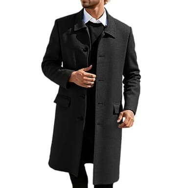 Trench Manteau en laine pour homme - Manteau long et élégant - Manteau d'hiver pour homme - Manteau long d'hiver - Manteau de transition - Trench - Couleur unie - Manteau d'automne, #4-d - Noir, XL