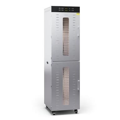 Klarstein Déshydrateur Alimentaire – 4000W Professionnel, 48 Étagères Inox, 30-90°C, Minuterie 24h, 6 Ventilateurs, 2 Chambres, Déshydrateur Fruits & Légumes, Argent, spacieux, mise en marche simple