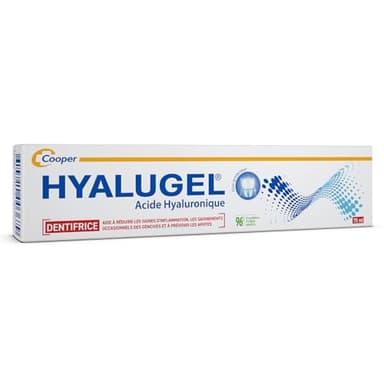HYALUGEL - Dentifrice à l'acide hyaluronique - Inflammation des gencives, aphtes, irritations buccales, maladies parodontales - Goût menthe-citron - Tube 75 mL