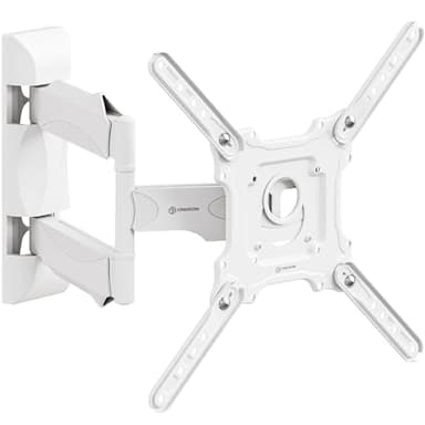 ONKRON Support Mural TV pour 32-65 Pouces, Support TV Mural Orientable Poids de 35 kg, Bras Television Mural VESA 100x100-400x400, Fixation Tele Murale Inclinable, Accroche Tele Pivotant Blanc M4-W