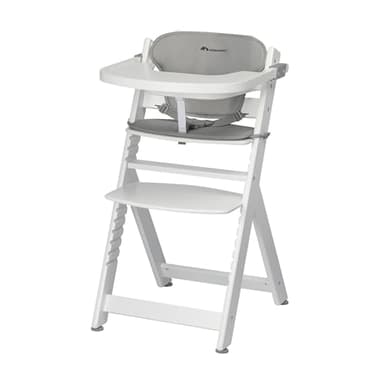 Bebeconfort Timba + Coussin, Chaise Haute Bébé Evolutive, 6 Mois - 99 Ans, Jusqu'à 110 kg, Plateau Amovible, Assise/Repose-pieds Réglables, Compatible avec Timba Baby, White + Gray Mist