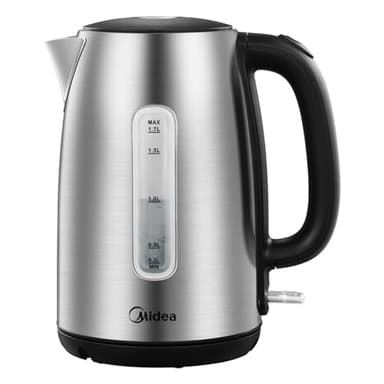 Midea Bouilloire MK-17S30A2 en Acier Inoxydable 1,7L, Sans BPA, Chauffage Rapide 2200W, Poignée Isolée avec Indicateur de Niveau d’Eau, Affichage LED et Protection Anti-surchauffe