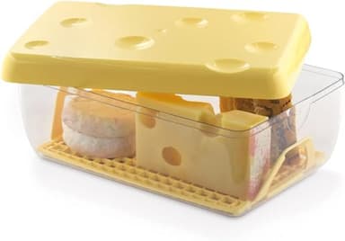Snips Boîte à Fromage, 3 LT, Conteneur Transparent et Couvercle Jaune, Grille Détachable, Dimensions 26 x 17 x 10, Made in Italy