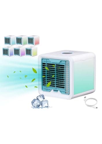 BEPER P206RAF200 Refroidisseur d'air Portable, Climatiseur Mobile Mini, Humidificateur, Purificateur avec 7 Couleurs LED