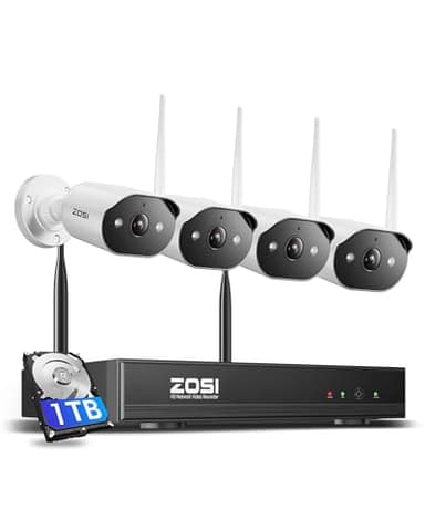 ZOSI 2K Kit Caméras de Surveillance WiFi6, Plug-in Caméra IP Extérieure 3MP avec NVR 8C1TB HDD, Alarme Sirène et Projecteur Vision Nocturne Couleur Détection de Personne, Audio Bidirectionnel